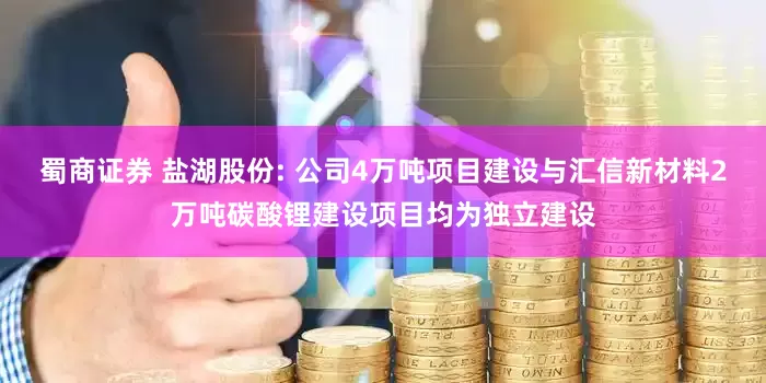 蜀商证券 盐湖股份: 公司4万吨项目建设与汇信新材料2万吨碳酸锂建设项目均为独立建设